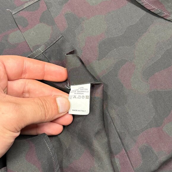 XACUS Dress Shirt Slim Fit Camo Green Long Sleeve Made in Italy 16 1/2 Large - Picture 8 of 9